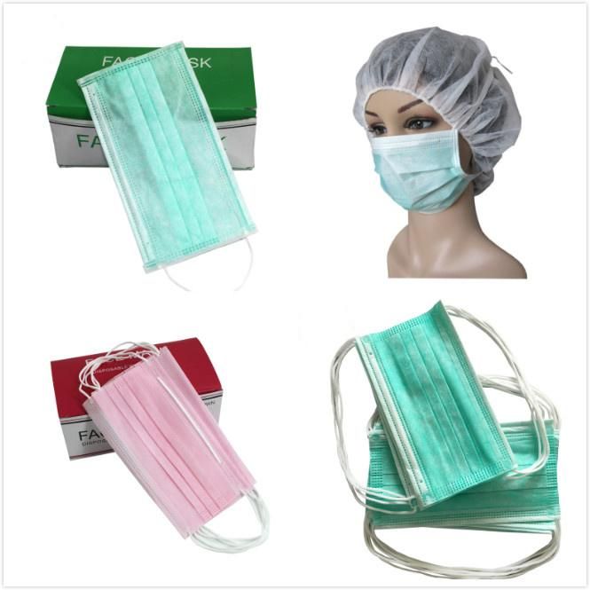 Disposable 3-Ply Non-Woven Medical Surgical Face Mask with Ear Loop or Tie on