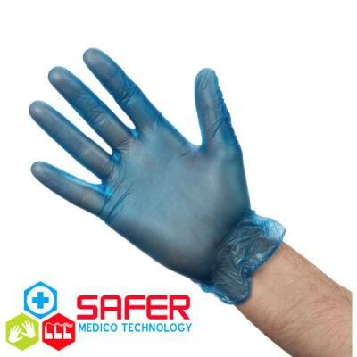 Disposable Blue Vinyl Gloves Hand Work
