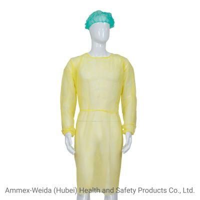 China Wholesale Disposable Yellow Isolation Gown Medical Use Non-Woven Isolation Gown with Elastic Cuffs