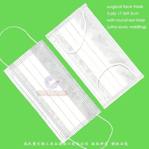 Nonwoven 3-Layer/PP Disposable Surgical Face Mask with 3-Ply