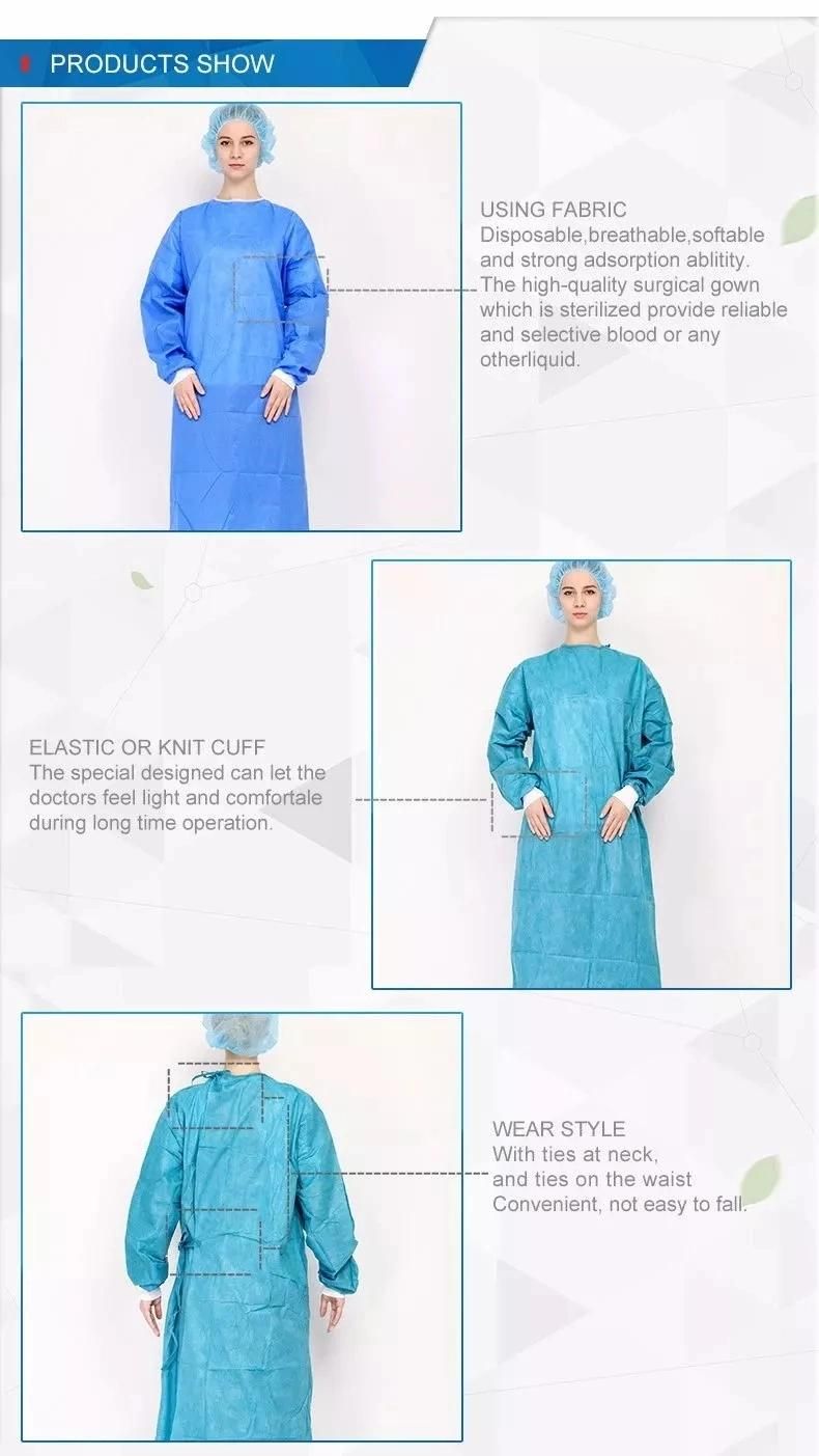 Hospital Disposable Surgical Doctor Gown with Ce & ISO13485 Wholesale