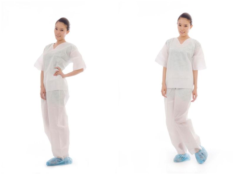 Disposable Scrub Suit with Shirt and Pants/SMS Material Disposable Shirt and Pants