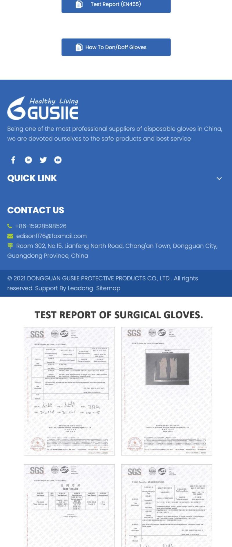 Gusiie Good Quality Sterilized Powder Free Latex Surgical Glove / Medical Glove