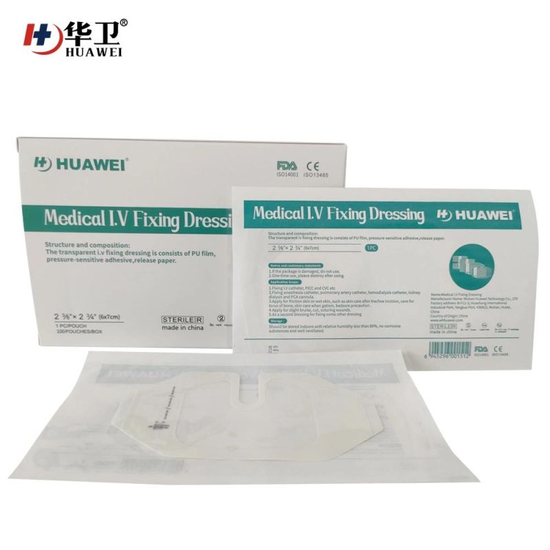 Chinese Manufacture Original Made Transparent Film IV Cannula Fixing Dressing with U Port 6*7cm 100PCS/Box Wholesale