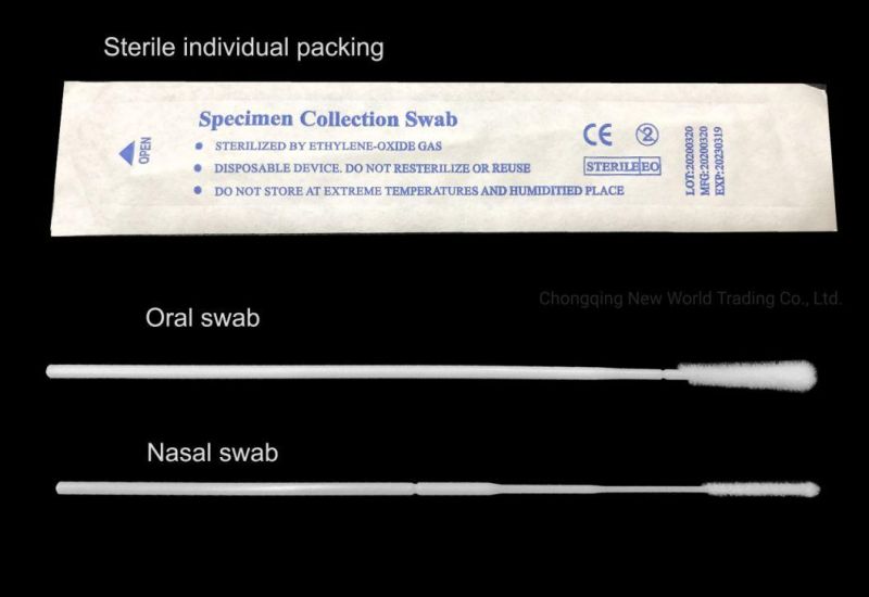Disposable Medical Sterile Sampling Nylon Oral Nasal Flocked Flocking Swab