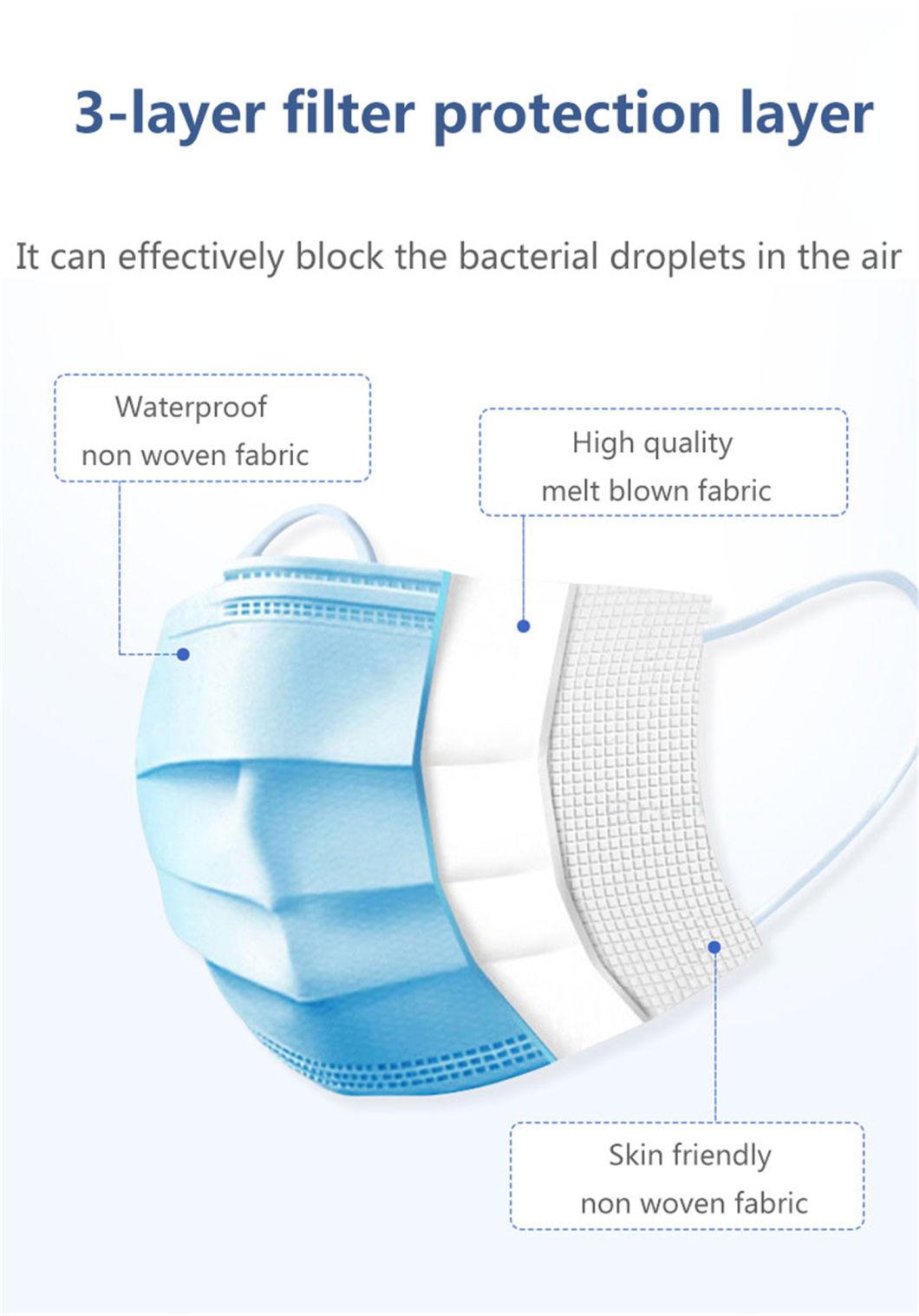 Disposable Medical3 Ply Non Woven Mask Type II Surgicaladjustable Disposable Face Mask