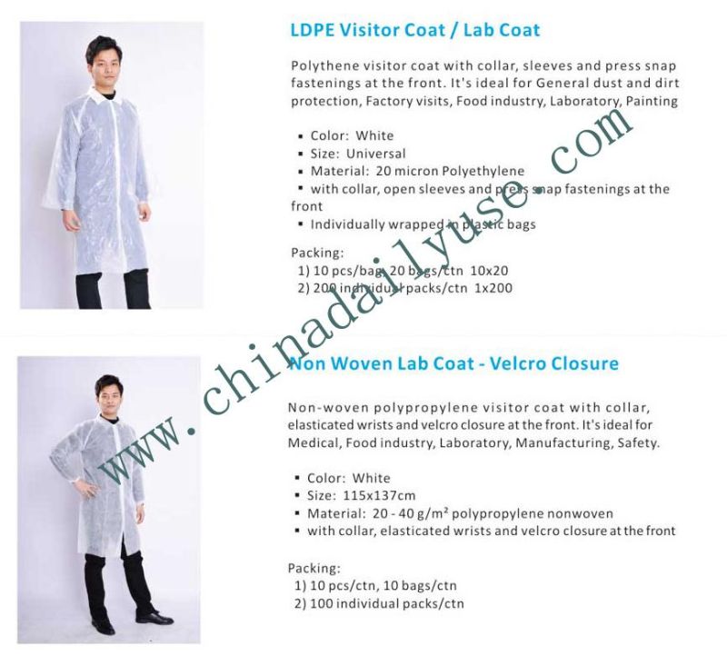 Protective Disposable PP Nonwoven Lab Coat with Hood