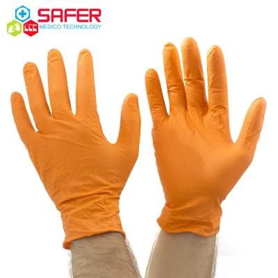 Orange Diamond Powder Free Disposable Nitrile Gloves 8 Mil, Heavy Duty
