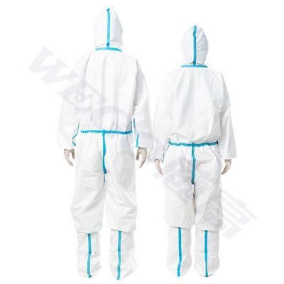 High Quality Non Woven Dustproof Protective Suits with Glue with Hat Foot in Stock