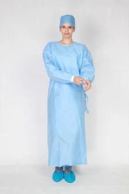 Protective Procedure Gown Large Blue Nonsterile Disposable Isolation / Fluid Resistant Neck / Waist Ties