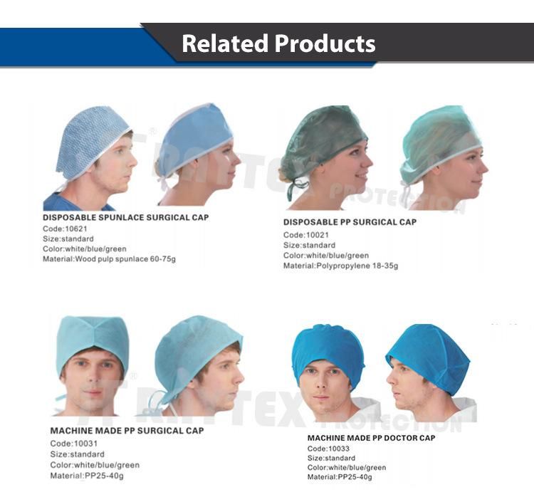 100. SMS Doctor Cap Single-Use Cap Protective Mob Cap Doctor Bouffant Cap Nonwoven Round Cap Disposable Mob Cap SMS Round Cap Dental Bouffant Cap