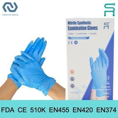 FDA CE Powder Free 510j En455 Disposable Nitrile Blend Gloves