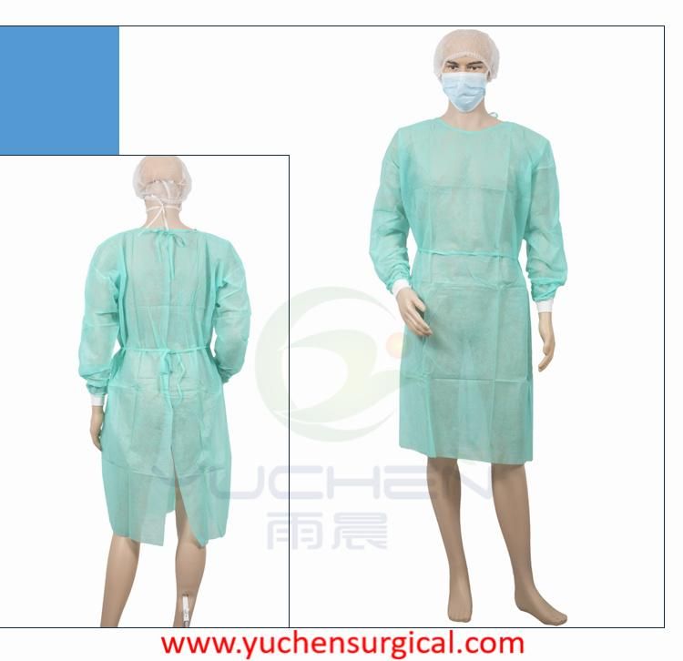 Manufacturer Blue/Yellow/Green Color 20GSM PP Nonwoven Protective Isolation Gown 115*137cm