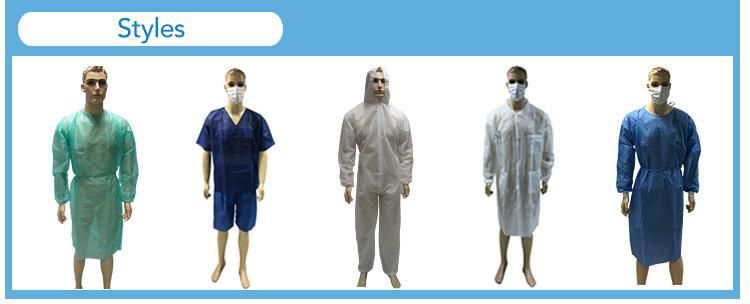 FDA Factory Waterproof Isolation Gown Disposable PE/CPE Surgical Blue Plastic Isolation Gown