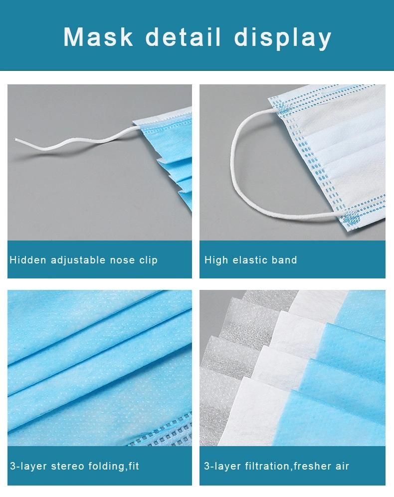 Outdoor Protective Disposable Non Woven 3ply Face Mask