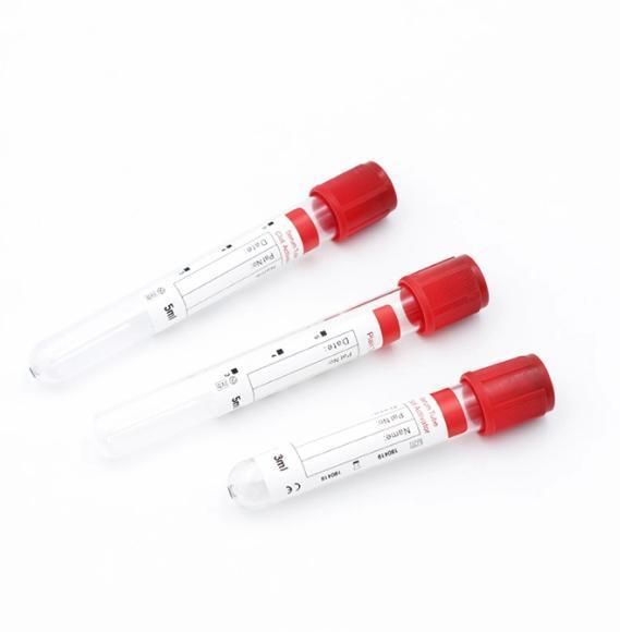 Manufacturer Medical Supply Serum Red Cap 2-10ml Disposable Vacuum Blood Collection Tube with ISO CE