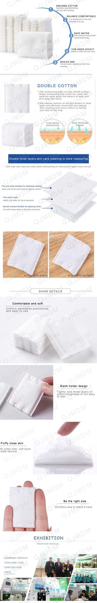 Disposable Facial Cotton Towels for Washing or Makeup Use Removable Non-Woven Facial Towels ISO Ce