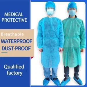 Isolation Gown Disposable Clothing, Yellow PP+PE Medical Isolation Gowns - Elastic and Knitted Cuffs