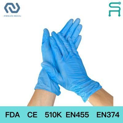 FDA CE Powder Free 510K En455 En420 Disposable Nitrile Blend Gloves