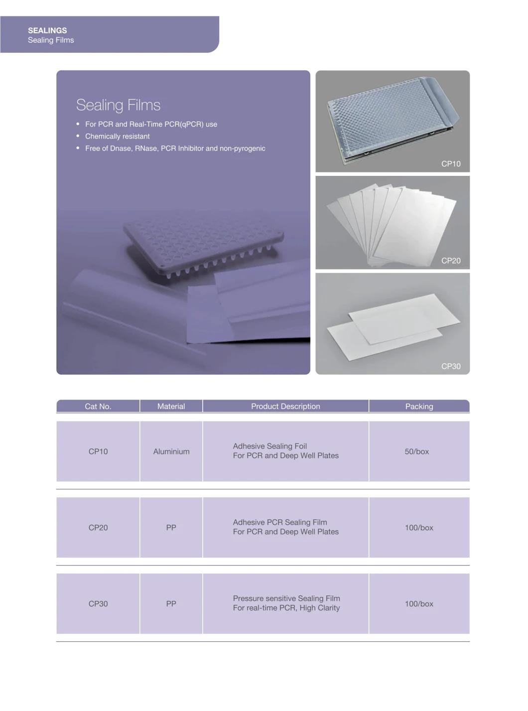 PCR Adhesive Sealing Film for 96-Well PCR Plate