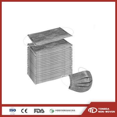 Disposable En14683 Type Iir 4 Ply Active Carbon Non-Woven with Earloop Black Medical Face Mask
