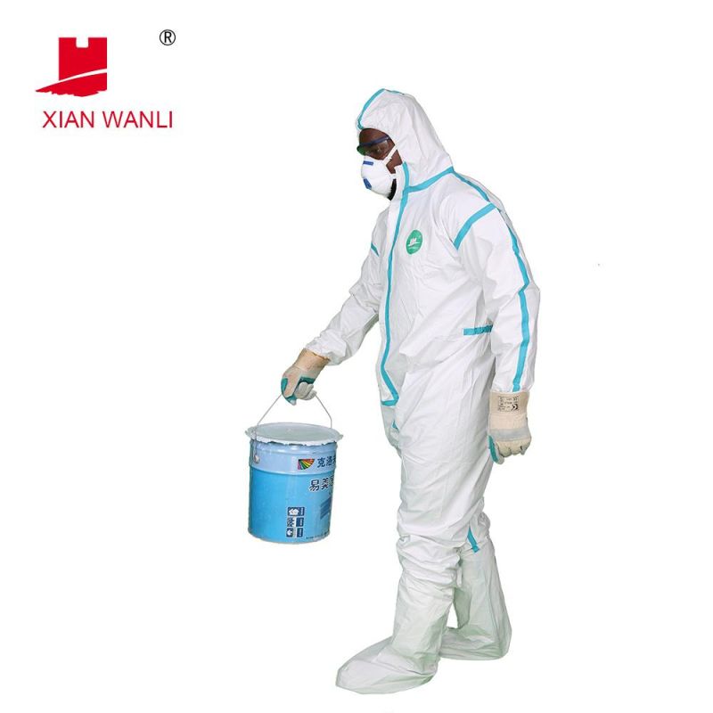 Anti-Virus Sterile PP PE Disposable Isolation Hazmat Safety Suit Protective Clothing Medical Coveralls with Shoe Cover