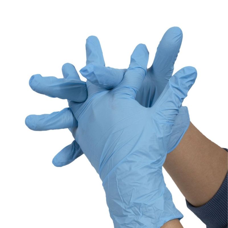 High Quality China Wholesale Blue Disposable Nitrile Examination Gloves for Safety