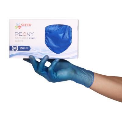 Blue Vinyl Disposable Safety Gloves for Food Handling