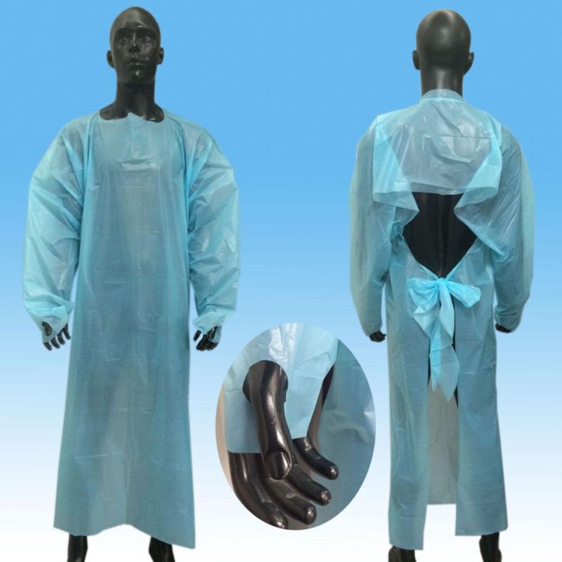 Impervious Gowns Disposable Plastic Film Gown with 30g