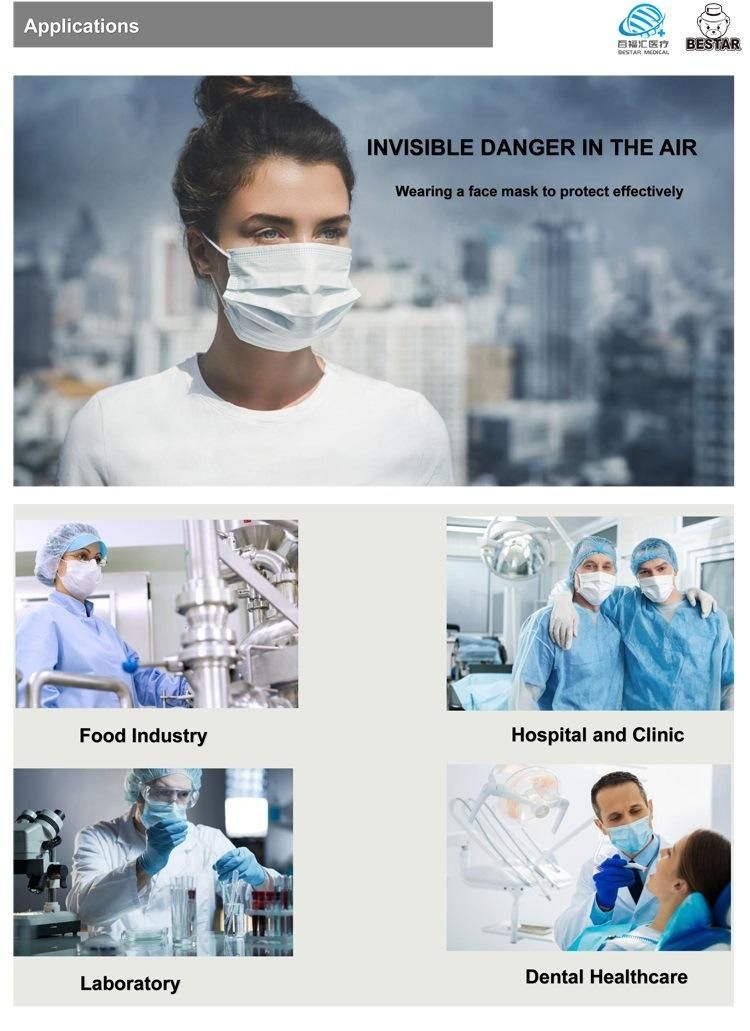 Type Iir Disposable Medical Non-Woven Face Mask with Ear Loop En14683