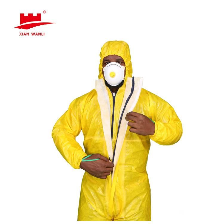 White Yellow Non Woven White Microporous Coverall with Tape Breathable Waterproof Impervious Coveralls