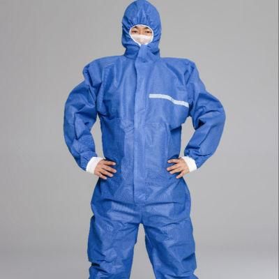 Blue Disposable SMS Hooded Coverall Clothing Disposable for Civil Use