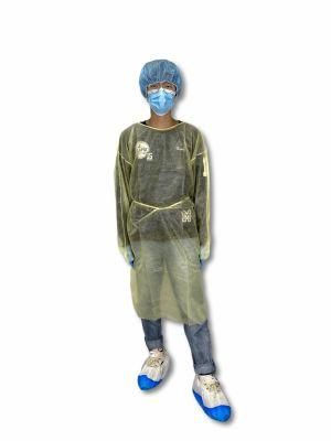 Yellow Color Disposable Isolation Gown Protective Clothing