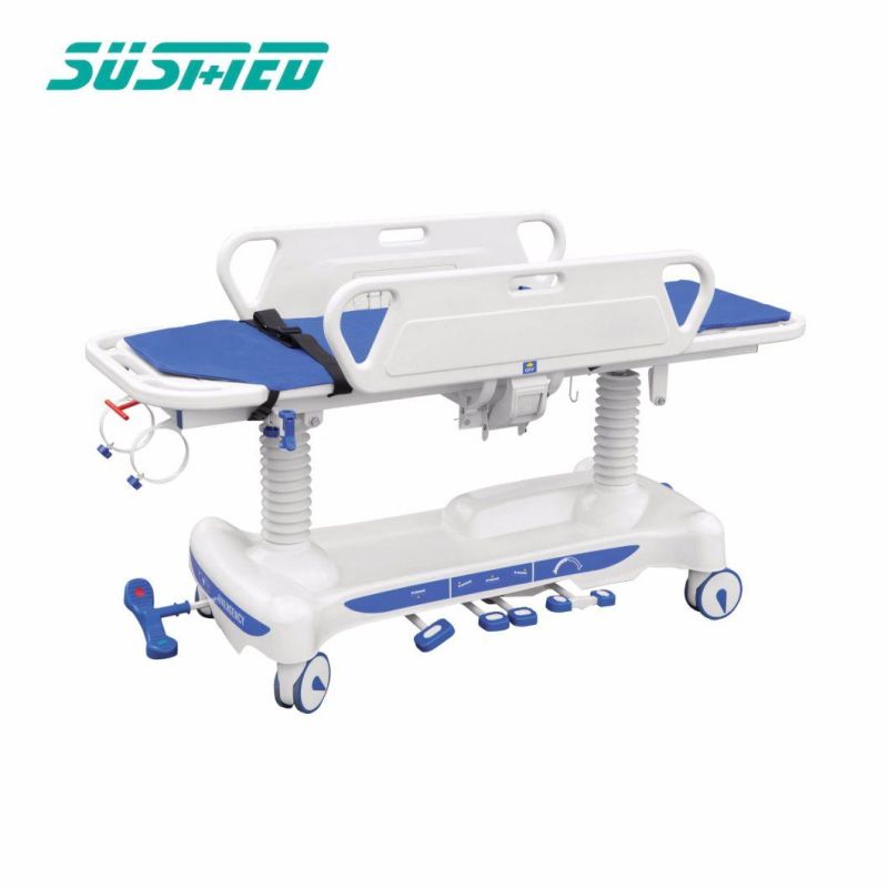 Widely Use to Transfer Patients Stainless Steel Stretcher with Two Big Casters