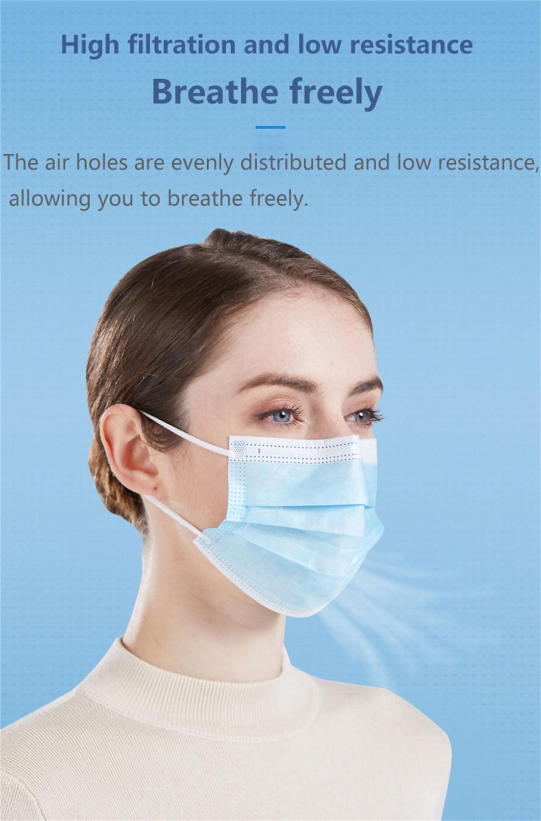 Disposable Medical3 Ply Non Woven Mask Type II Surgicaladjustable Disposable Face Mask