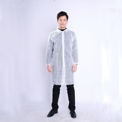 White Disposable PP Non Woven Lab Coat Middle Long