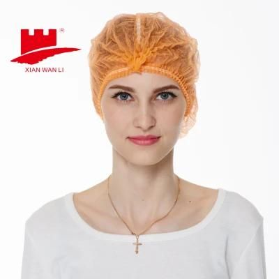 Disposable Detectable PP Non Woven Clip Mop Cap with Metallic Strip