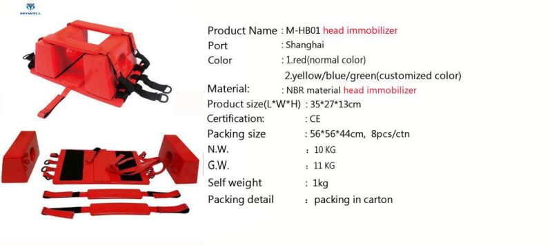 M-Hb01 Head Immobilizer Medical Device Used with Aluminium Stretcher