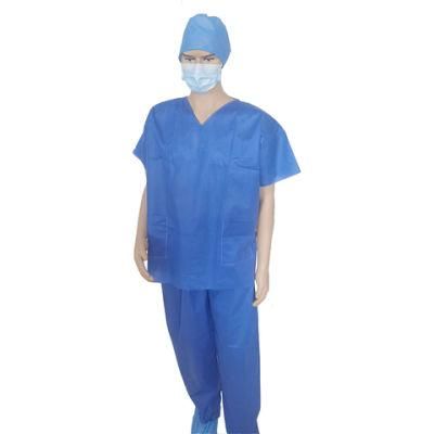 Factory Supply Disposable Frosted Shirt and Pants SMS Disposable Patient Gown Hospital Patient Coveralls
