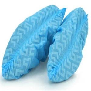 Ce Certificated Non Woven Disposable Blue Non Skid Shoe Cover with Antistatic Tape