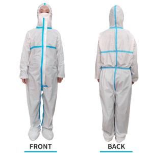 Medical Coverall Disposable Protective Clothing En14126 PP+PE SMS Waterproof Anti-Virus Isolation Gown