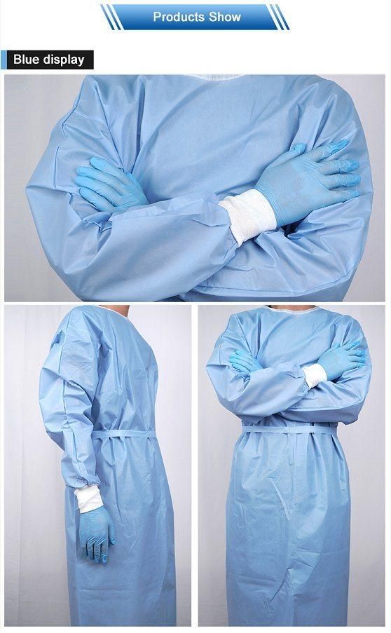 Disposable Isolation Gown Prevent Droplets Safety Breathable Coverall Non Woven Blue/Yellow PP+PE Isolation Gown Clothing