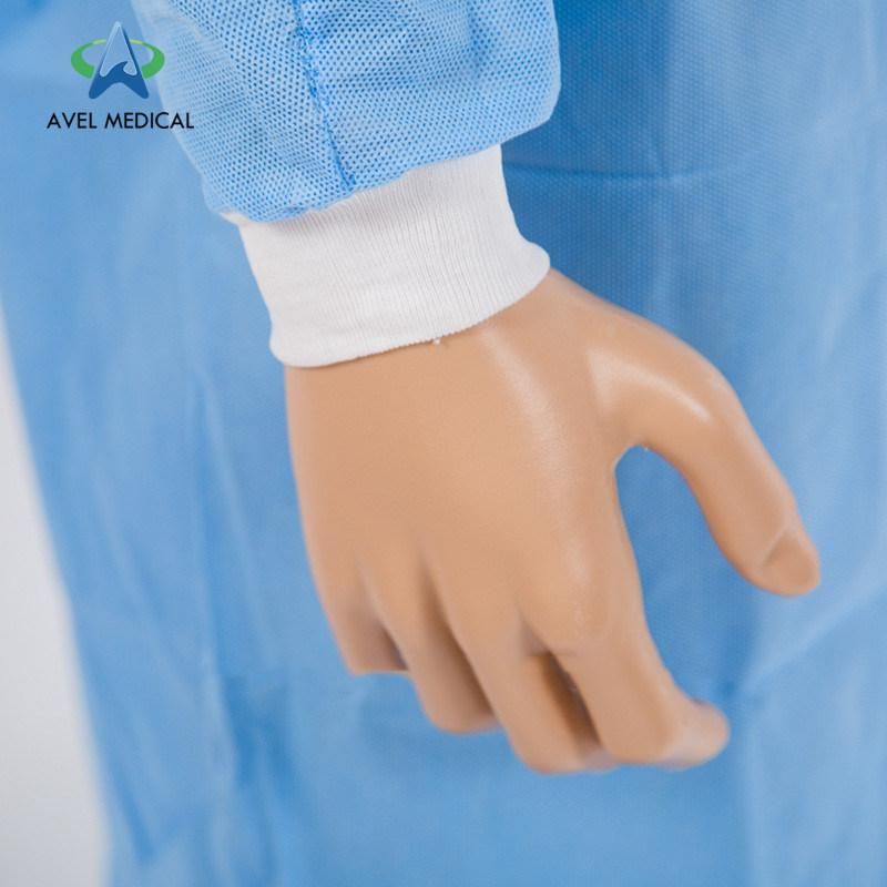 Disposable Protective Isolation Surgical Gown for Patient Hospital with Long Sleeves with Thumps