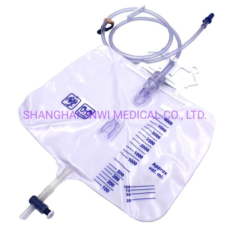 Medical Disposable Sterilize Luxury Type 2000ml T Valve Urine Drainage Collection Bag