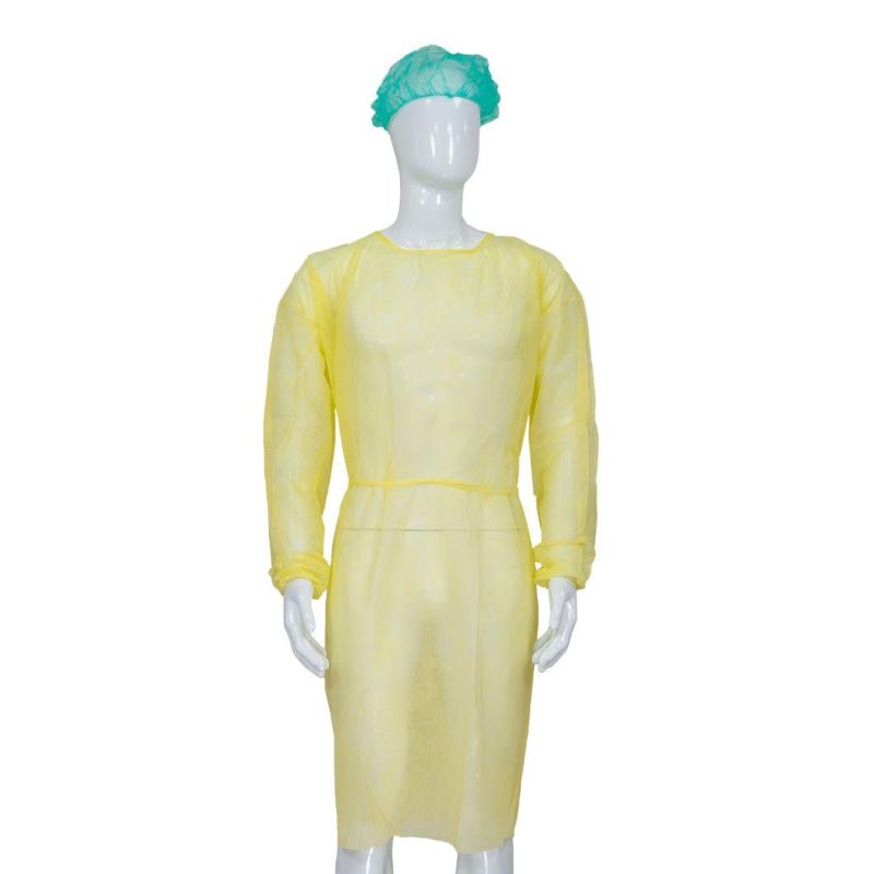 High Quality Medical Use Isolation Gown with Elastic Wrist and Waist Ties for Prevent Bacteia