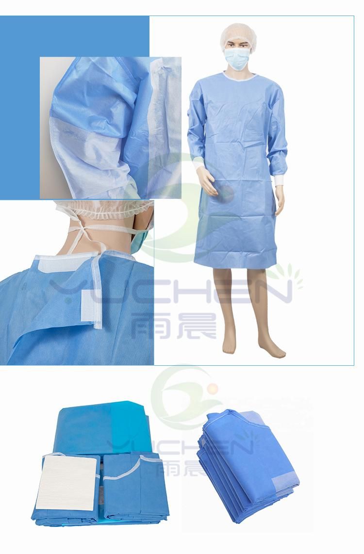 PP Spunbond/SMS/PPE Non Woven Disposable Surgical Gown