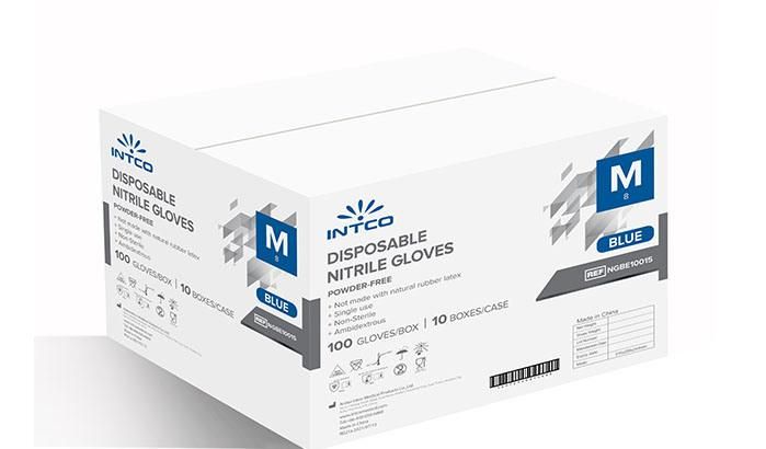 Disposable Medical Surgical Blue Nitrile Latex Free Powder Free Examination Gloves Medical Gloves Boxes Intco Nitrile