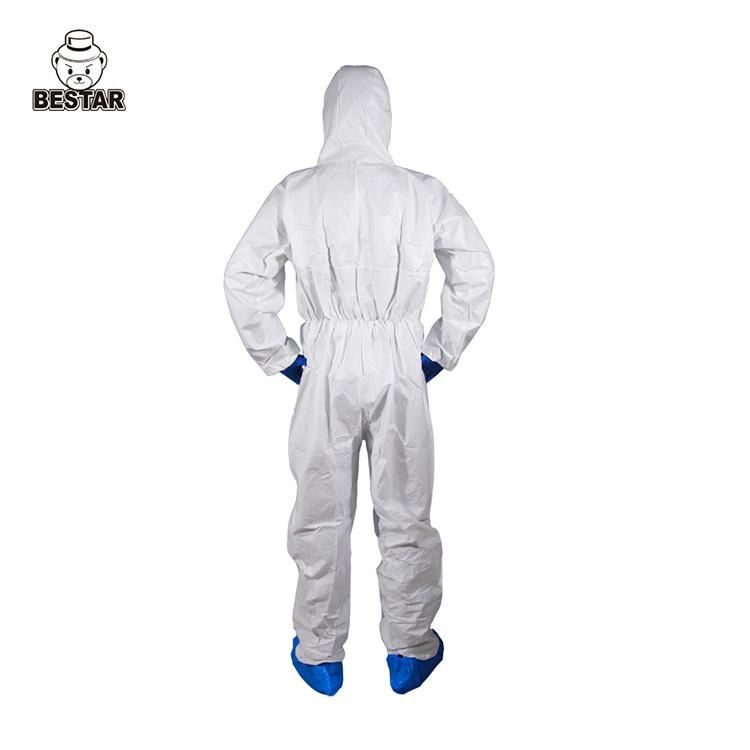 Disposable Nonwoven Microporous Film Type 5b/6b En14126 Virus Protection Medical Coverall Gown