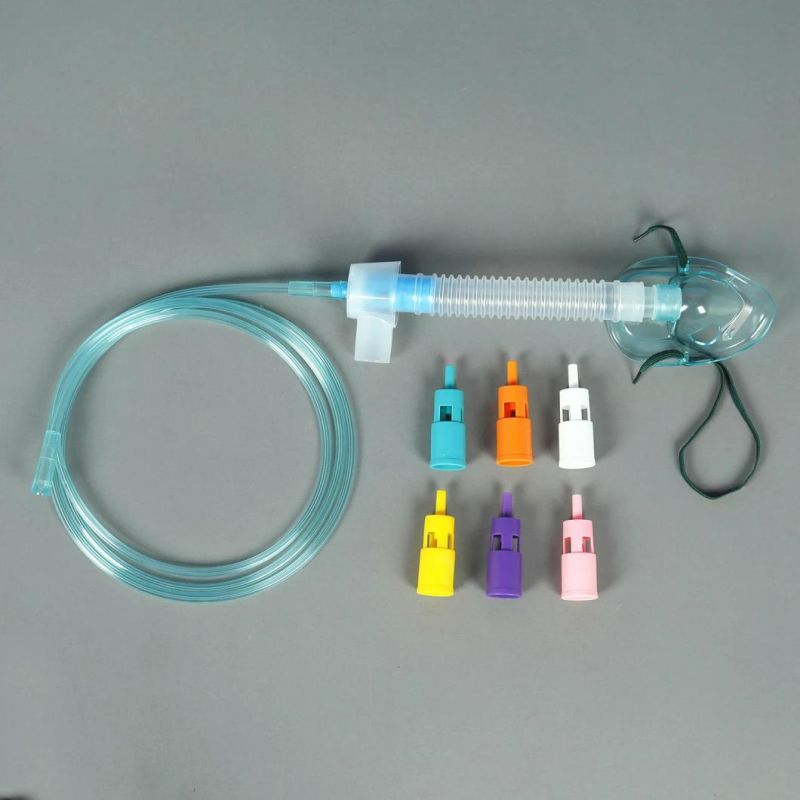 PVC Disposable Adjustable Venturi Oxygen Mask with Tubing and Adjustable Nose Clip