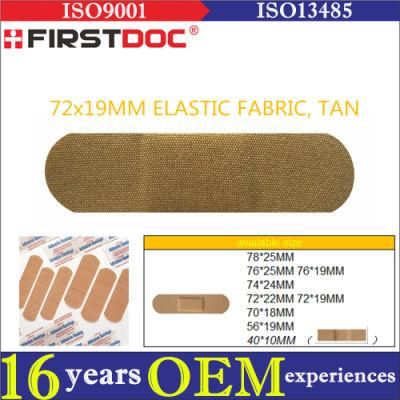 High Quality OEM 72*19mm Elastic Fabric Material Tan Color Adhesive Bandages